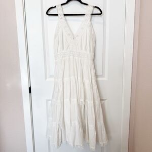 Starindia Lace Cottagecore Tiered Midi Dress Large Coquette Romantic Prairie